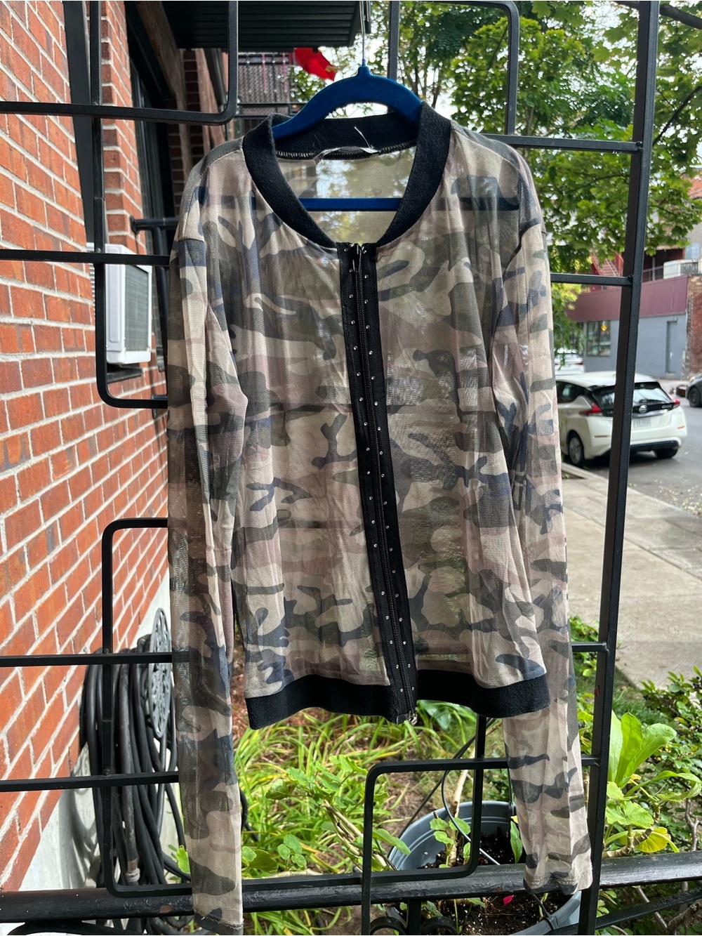 Rinascimento Camo Mesh Bomber Jacket in Olive and Black